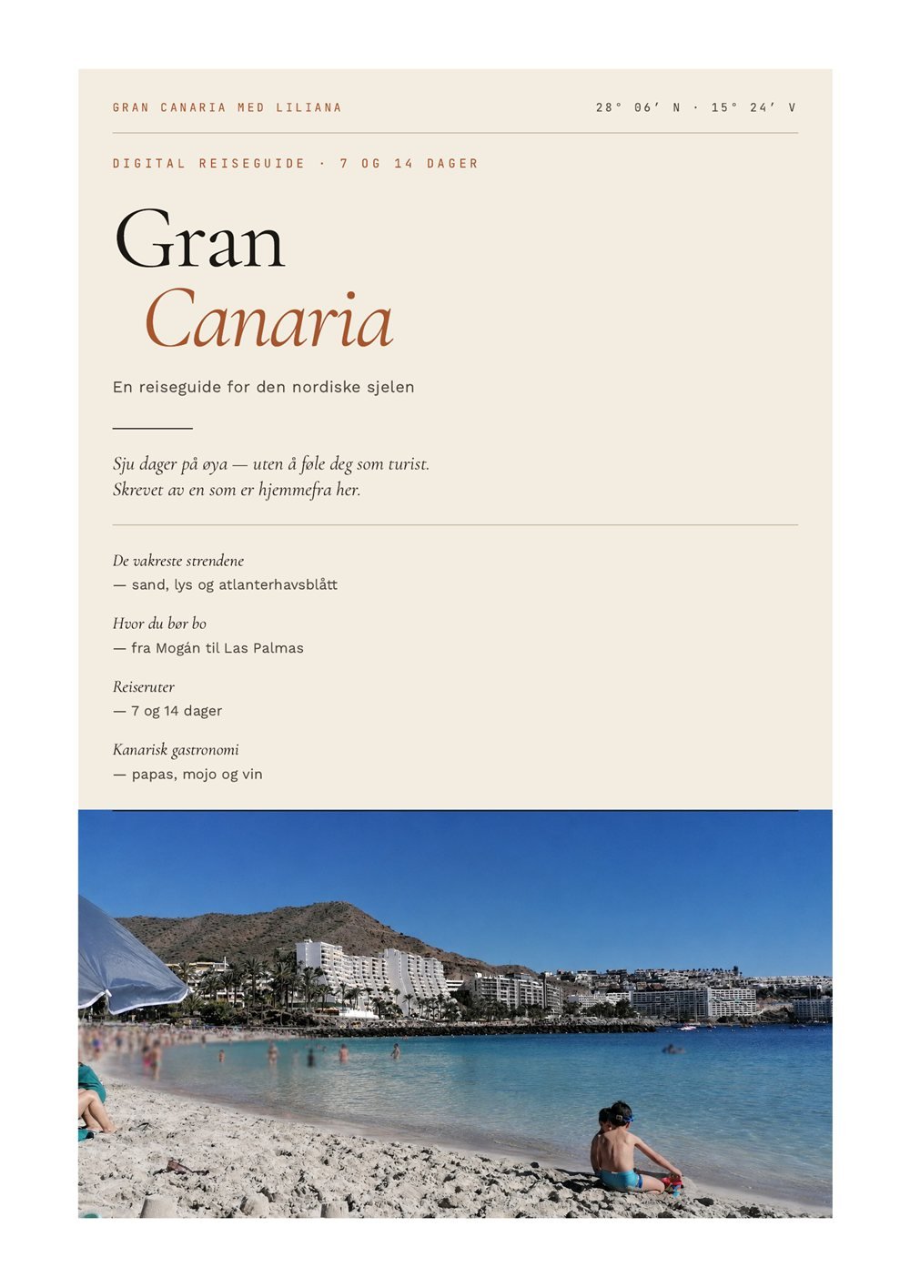 Forsiden av hovedguiden — 100 sider, Gran Canaria med Liliana